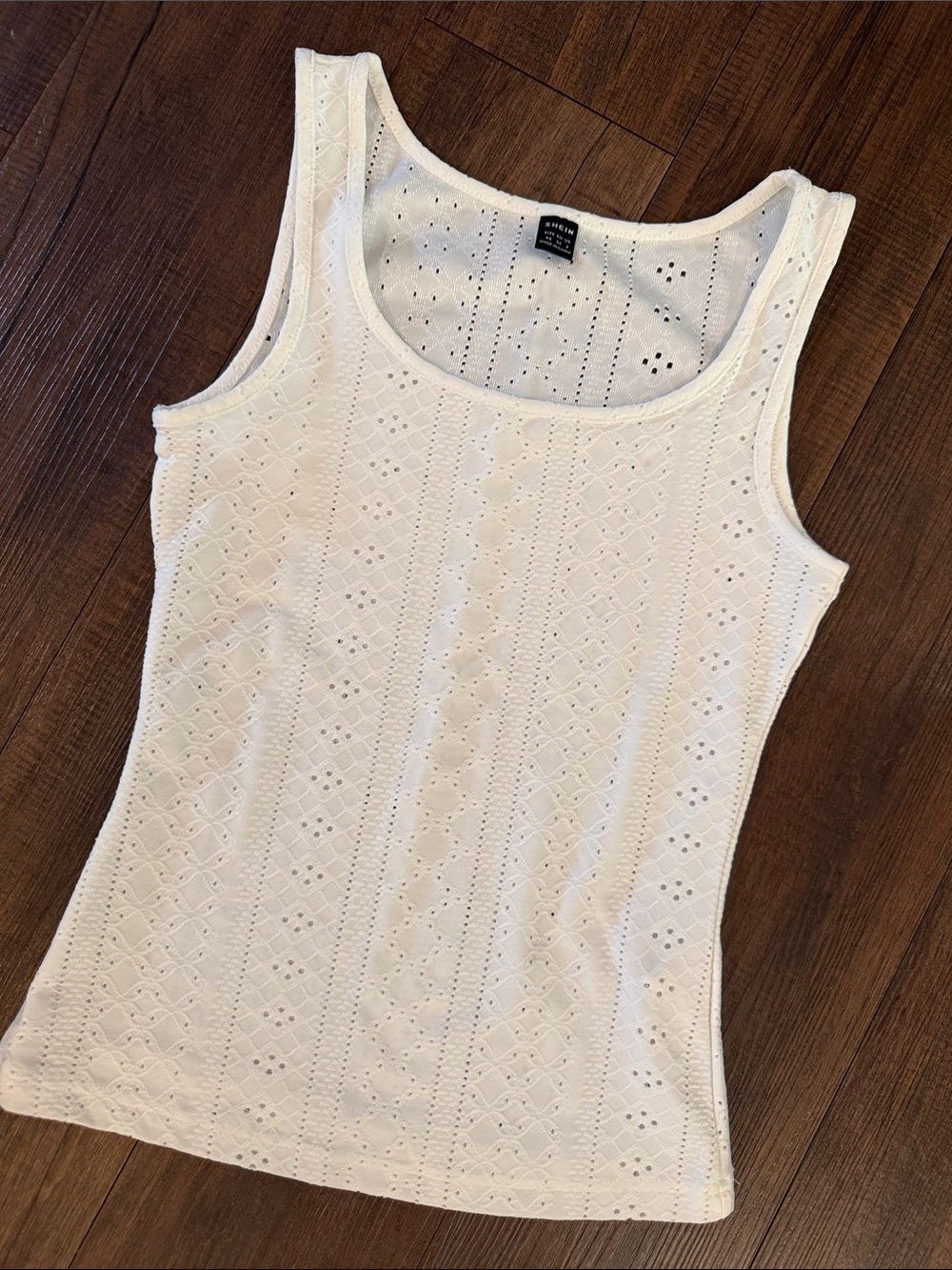 Shein White Eyelet Tank Top, never worn, x small.